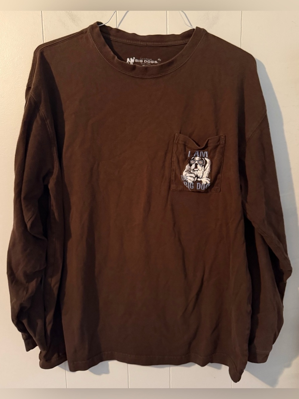 Big‎ Dogs Pocket Long Sleeve T Shirt "I Am The Big Dog" Embroidered XL
